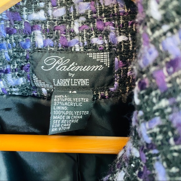 Purple Black & White Tweed Jacket By Platinum By Larry Levine Size 14 - Picture 4 of 8
